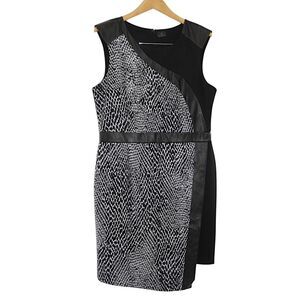 Faux Leather Trim Dress Snakeskin Print Office Siren Mob Wife Boss Babe Size 16